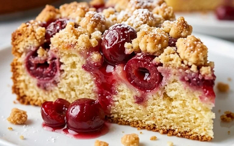Einfacher und schneller Kirsch Extract-Streusel-Kuchen